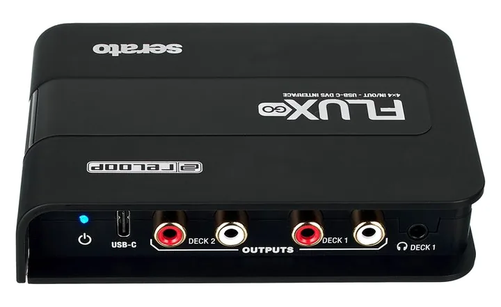 Reloop Flux Go, het voorpaneel met de draaiknoppen