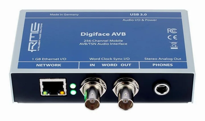 RME Digiface AVB, de ingangen aan de voorzijde