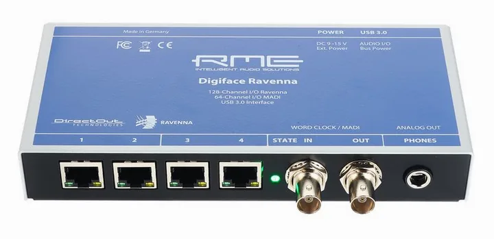 RME Digiface Ravenna, de bovenkant van het apparaat