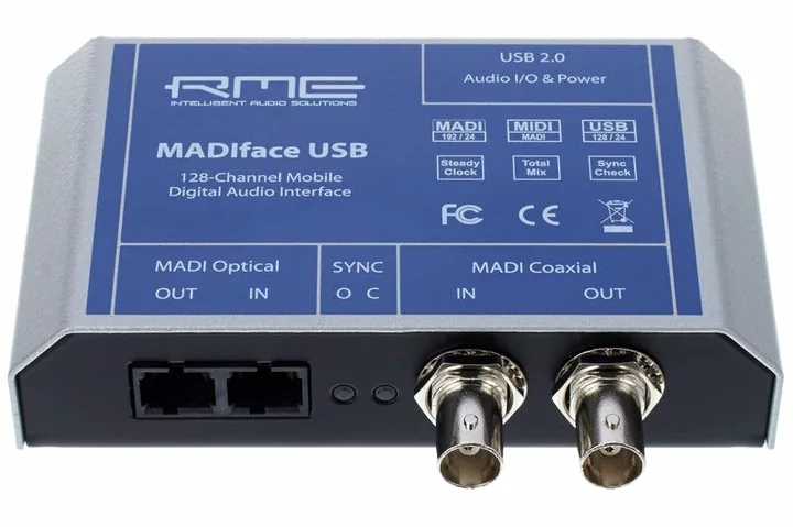 RME Madiface USB, de ingangen aan de voorzijde