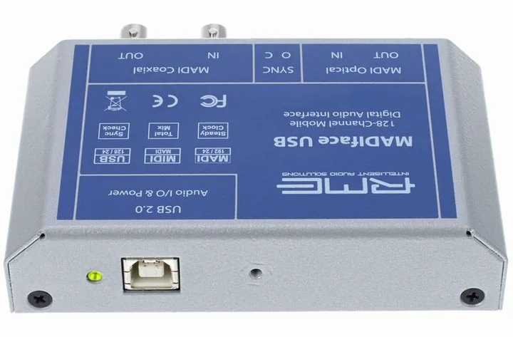 RME Madiface USB, het volumeknopje en de LED-meters