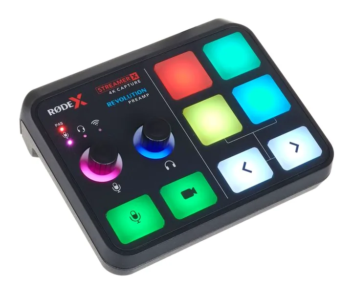 Rode Streamer X, het voorpaneel met de draaiknoppen