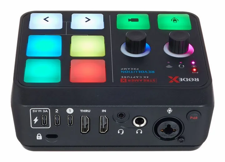 Rode Streamer X, het voorpaneel met de draaiknoppen