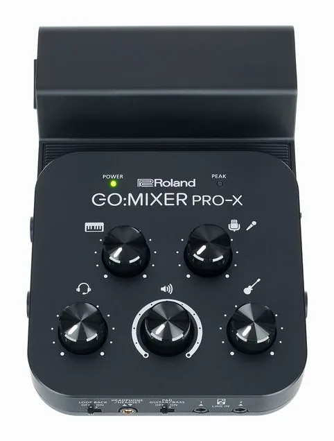 Roland Go:Mixer Pro-X, de ingangen aan de voorzijde