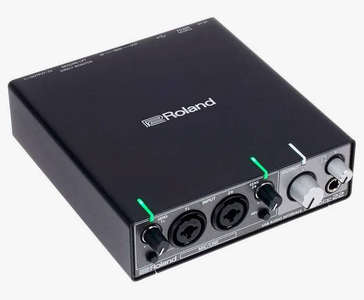 Roland Rubix22, het volumeknopje en de LED-meters