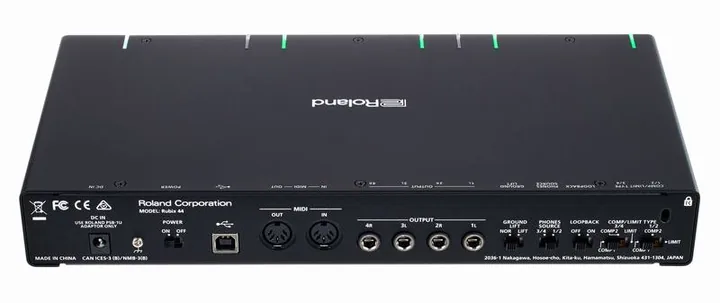 Roland Rubix44, het volumeknopje en de LED-meters