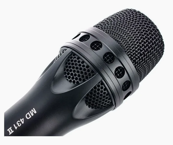 Sennheiser MD431II Profipower, de microfoonkorf van dichtbij