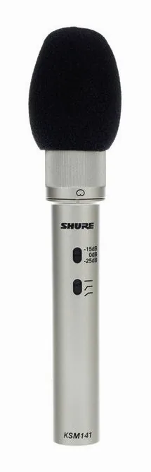 Shure KSM 141 ST Stereoset, de microfoonkorf van dichtbij