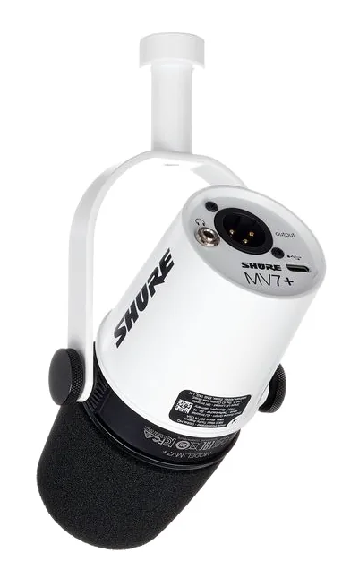Shure MV7 Plus White, de behuizing van opzij