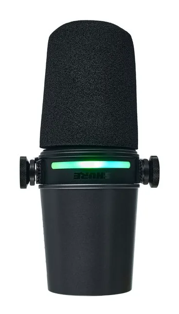 Shure MV7i, de behuizing van opzij