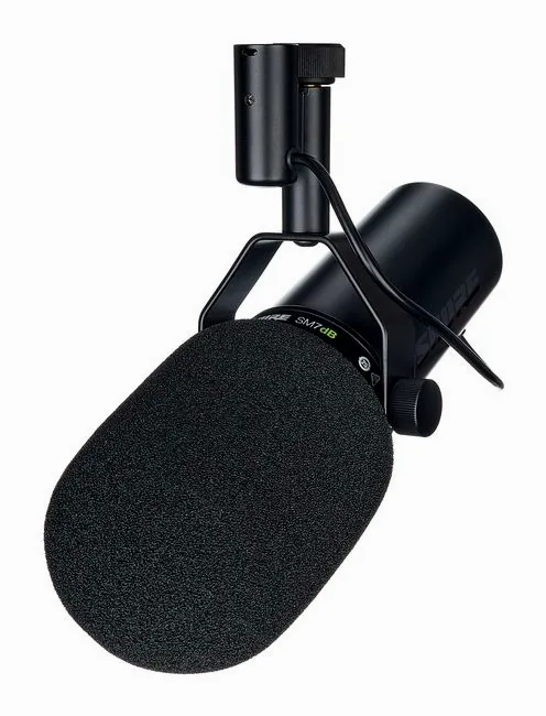 Shure SM 7 dB, de microfoonkorf van dichtbij
