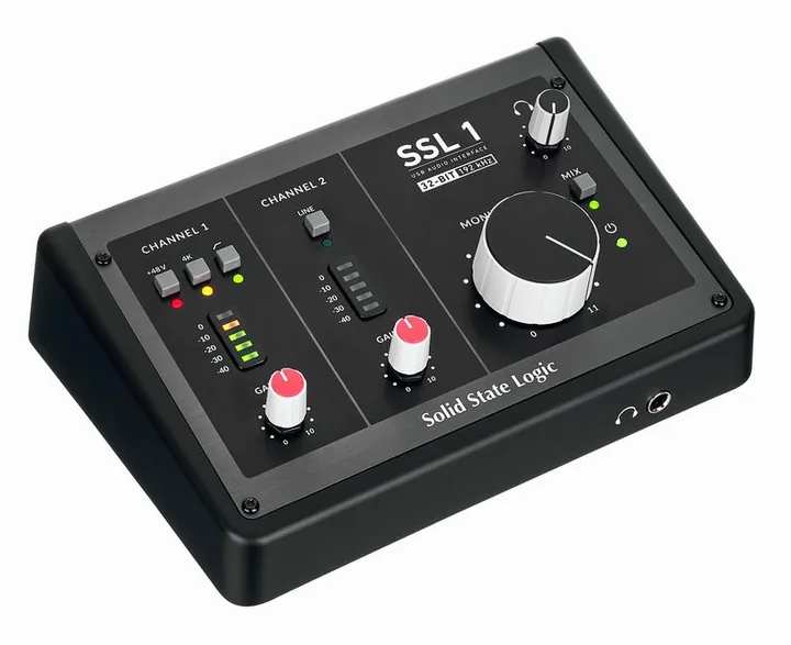 SSL 1, het volumeknopje en de LED-meters