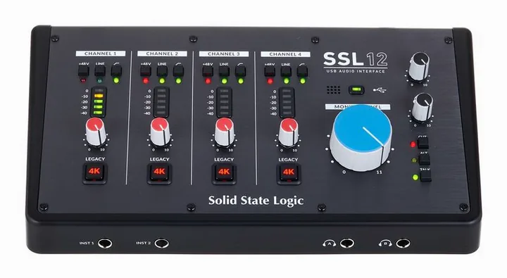 SSL 12 Decksaver Bundle, het volumeknopje en de LED-meters