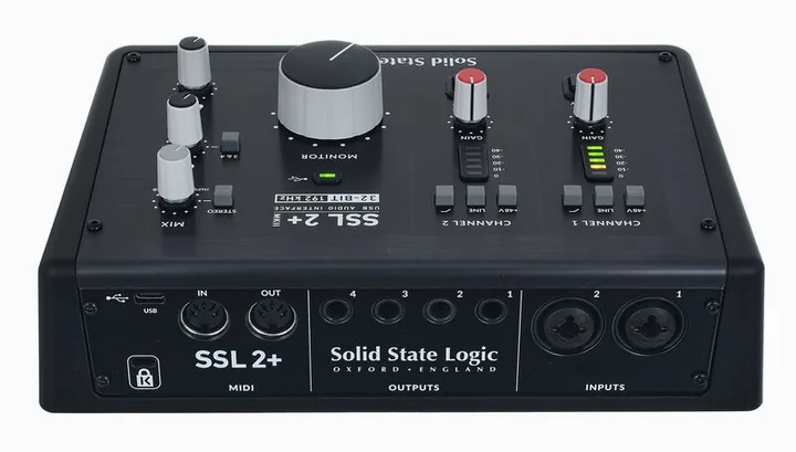 SSL 2+ MKII, de bovenkant van het apparaat