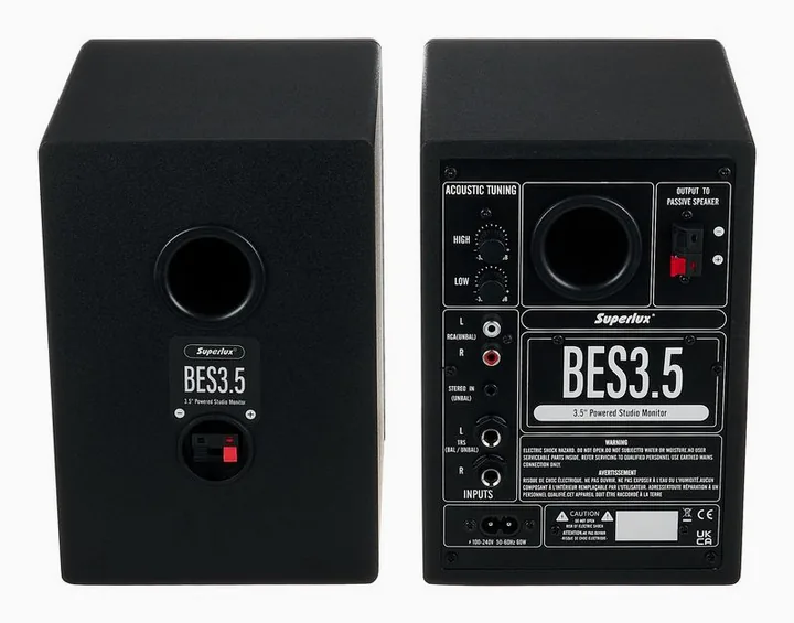Superlux BES3.5, de regelaars aan de achterzijde