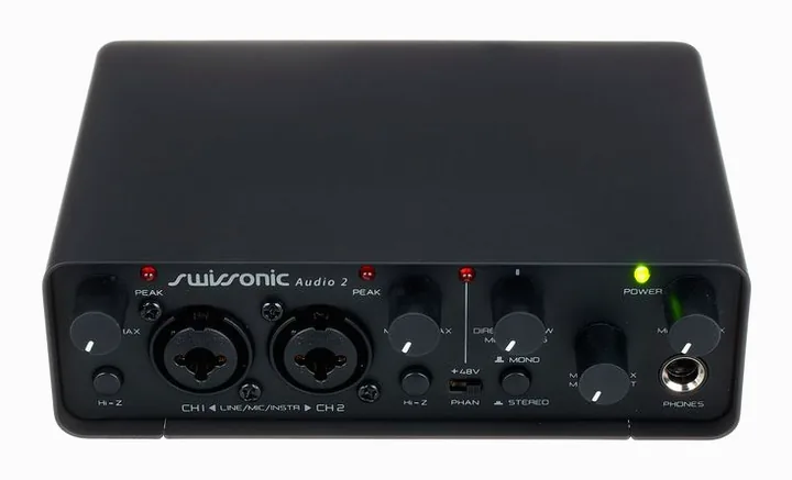 Swissonic Audio 2, de ingangen aan de voorzijde