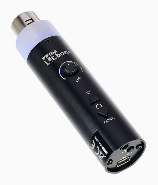 the t.bone MicPlug USB, de aansluitingen aan de achterkant