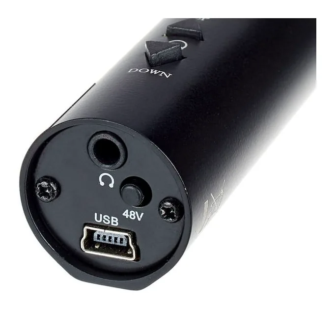 the t.bone MicPlug USB, de aansluitingen aan de achterkant