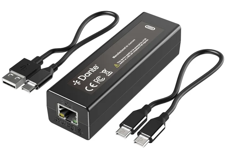 Tight AV Dante 2x2 USBC 2.0 Adapter, de behuizing van opzij