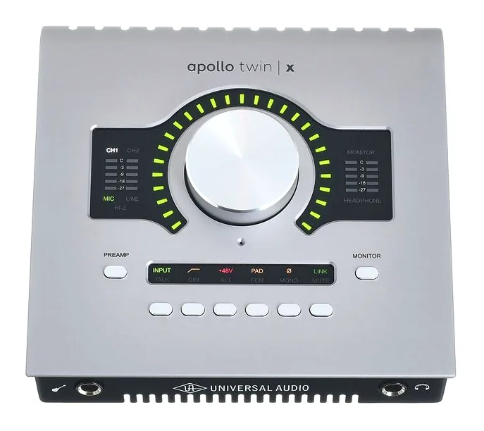 Universal Audio Apollo Twin X Duo Gen2 AC Pro, de bovenkant van het apparaat