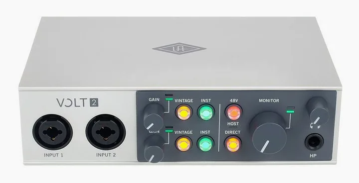 Universal Audio Volt 2 USB Recording Studio, de ingangen aan de voorzijde