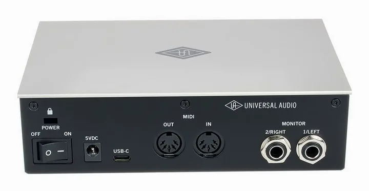 Universal Audio Volt 2 USB Recording Studio, het volumeknopje en de LED-meters