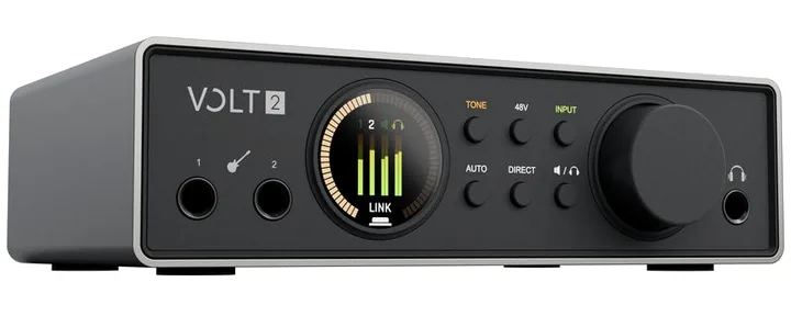 Universal Audio Volt 2 Gen2, het voorpaneel met de draaiknoppen