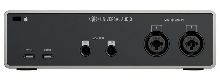 Universal Audio Volt 2 Gen2, de ingangen aan de voorzijde