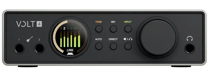 Universal Audio Volt 4 Gen2, de ingangen aan de voorzijde