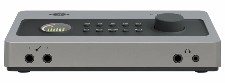 Universal Audio Volt 4P Max, het voorpaneel met de draaiknoppen