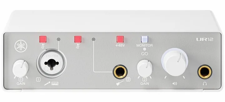 Yamaha UR12 MK3 White, de ingangen aan de voorzijde