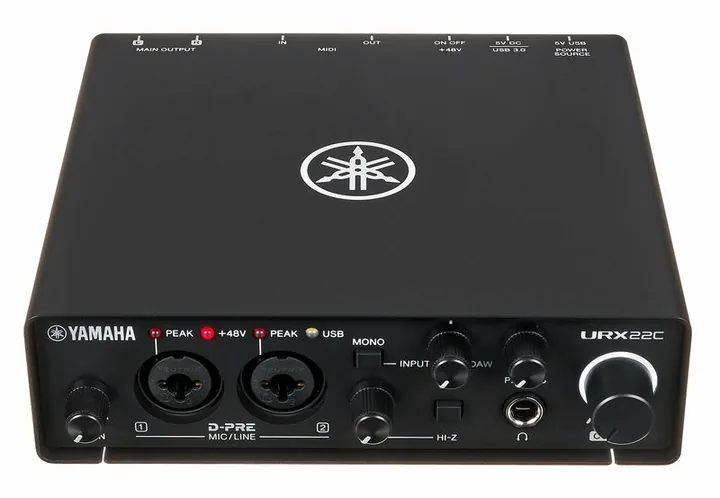 Yamaha URX22C, de ingangen aan de voorzijde