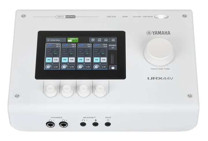 Yamaha URX44V WH, de ingangen aan de voorzijde