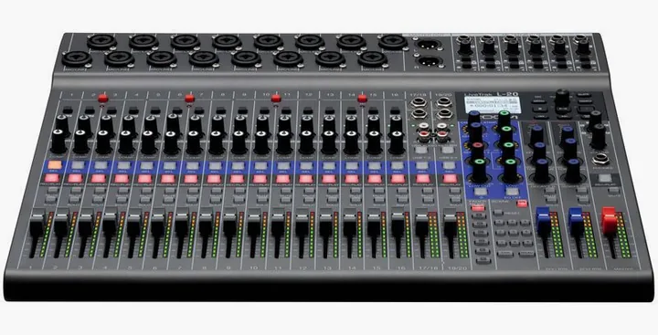 Zoom LiveTrak L-20, het voorpaneel met de draaiknoppen