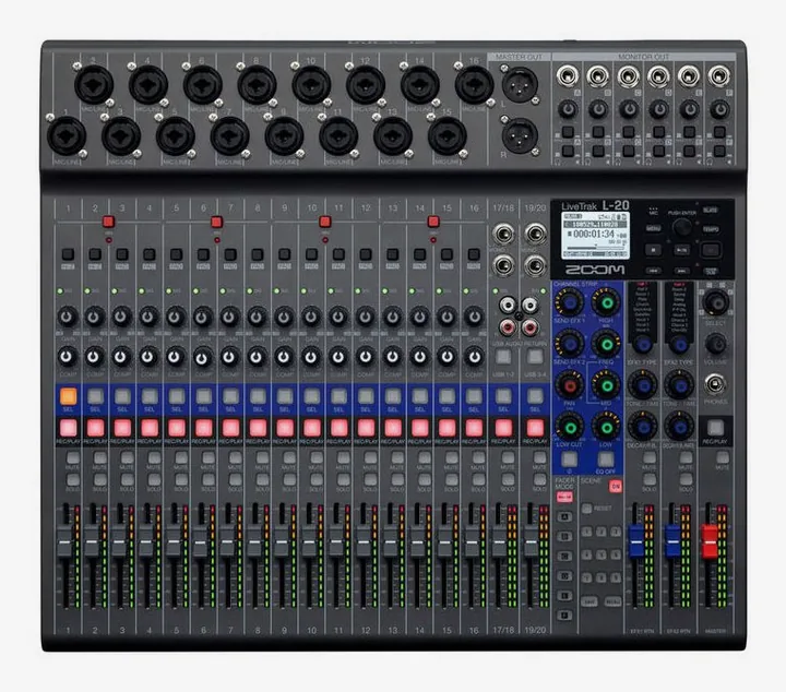 Zoom LiveTrak L-20, de ingangen aan de voorzijde