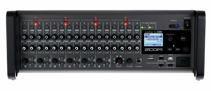 Zoom LiveTrak L-20R, de ingangen aan de voorzijde