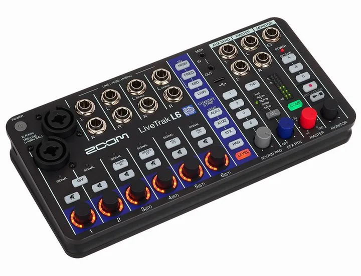 Zoom LiveTrak L-6, de bovenkant van het apparaat