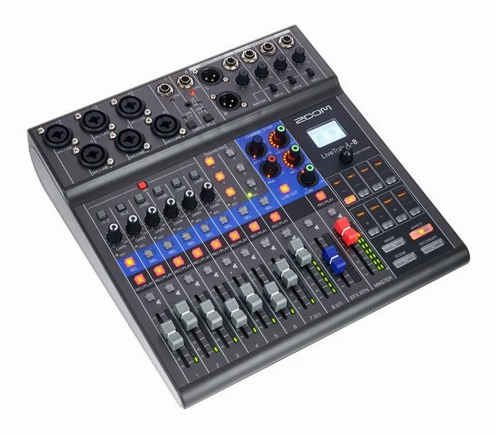 Zoom LiveTrak L-8 Bag Bundle, de aansluitingen aan de achterkant
