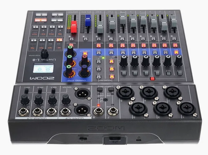 Zoom LiveTrak L-8, de aansluitingen aan de achterkant