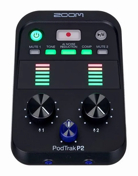 Zoom PodTrak P2, de aansluitingen aan de achterkant