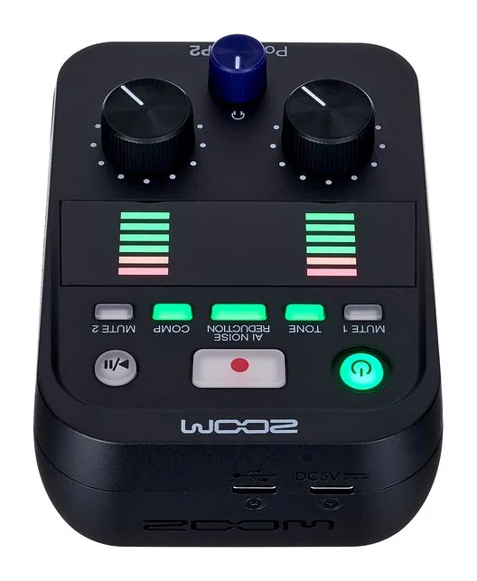 Zoom PodTrak P2, de aansluitingen aan de achterkant