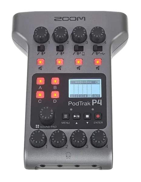Zoom PodTrak P4, de bovenkant van het apparaat